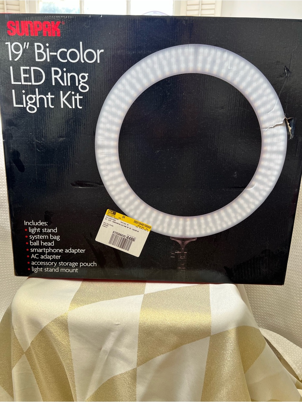 Sunpak 19" Bi-Color LED Ring Light Kit — White